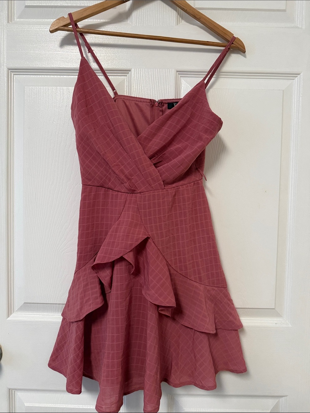 Trixxi Mauve Pink Spaghetti-Strap Ruffle Mini Dress
